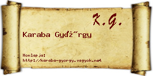 Karaba György névjegykártya